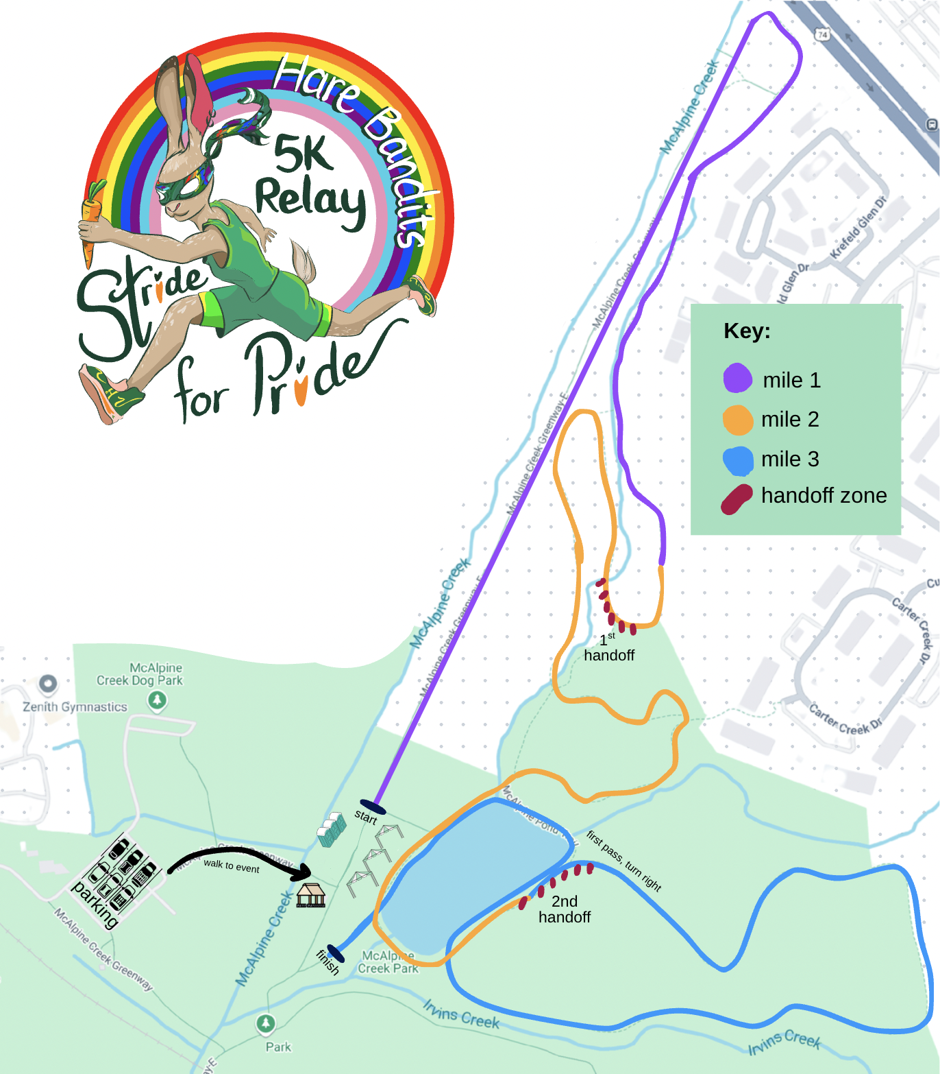 Race map for Stride for Pride 5K